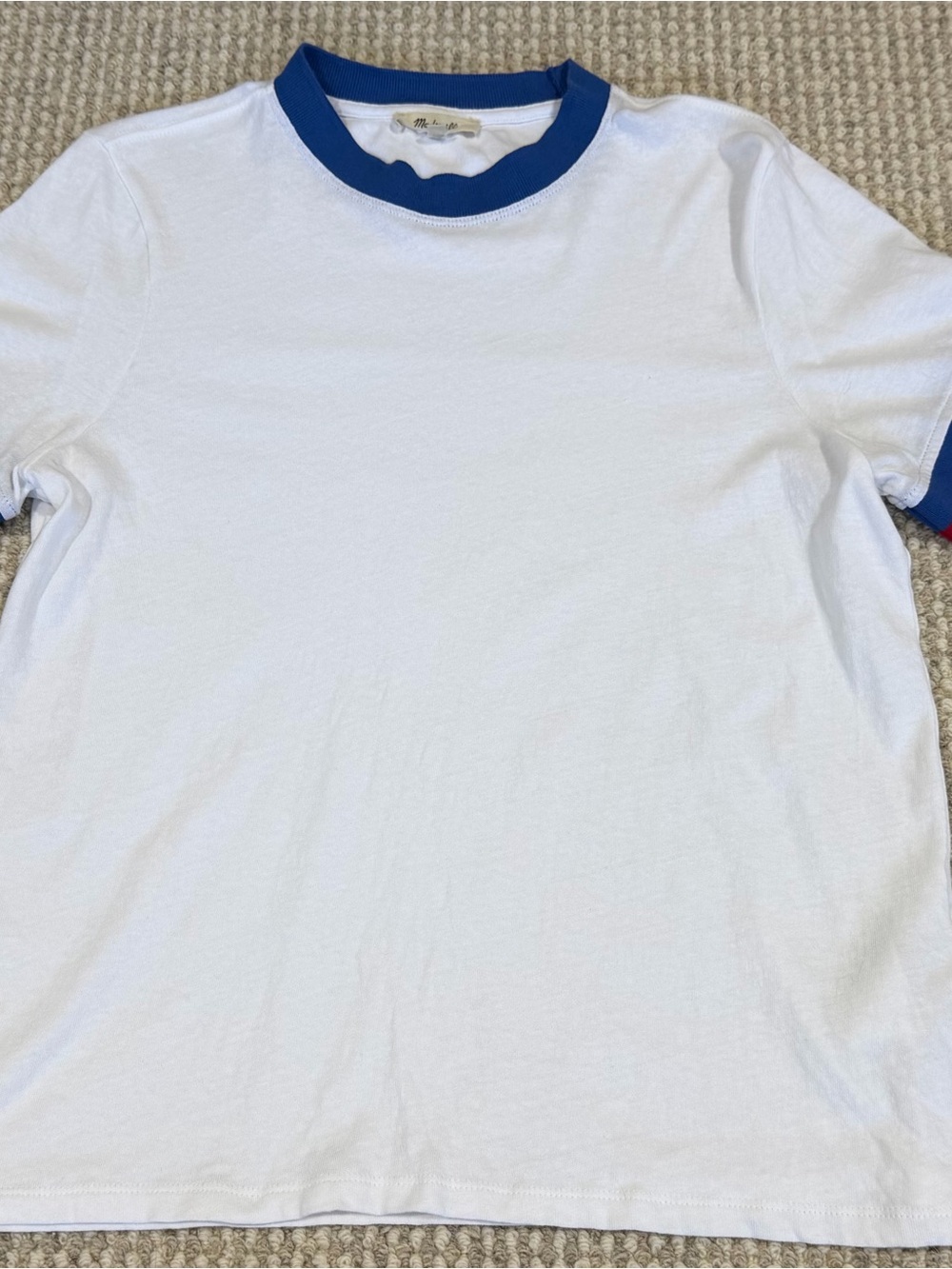 Madewell The Relaxed Tee in Vintage Jersey Women’s Size Medium White Blue NEW